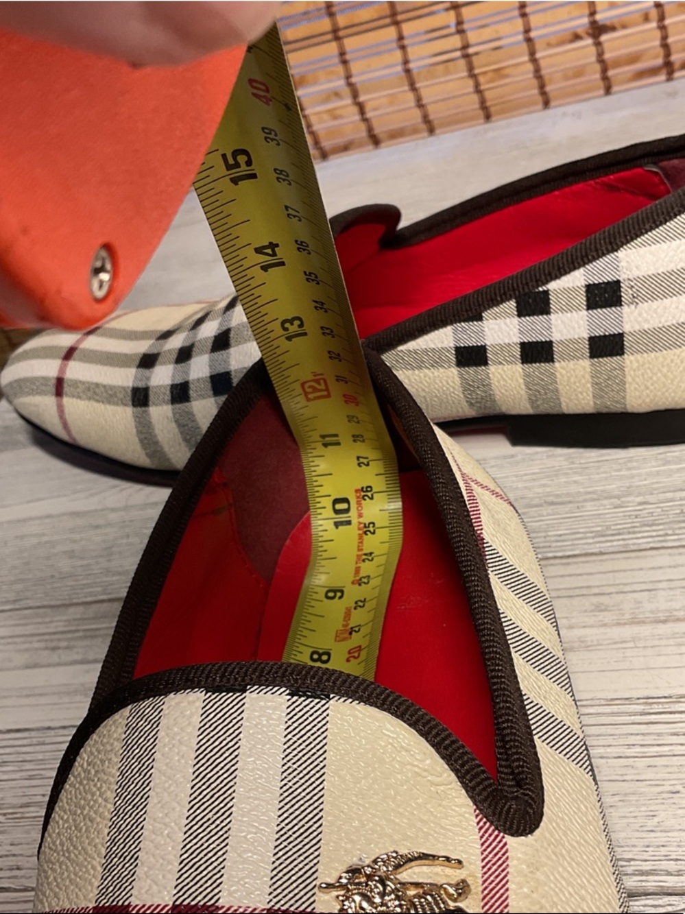 Burberry Cream Plaid Slip-On Loafers with Red Interior size 39, women US9-9.5 - Picture 11 of 11